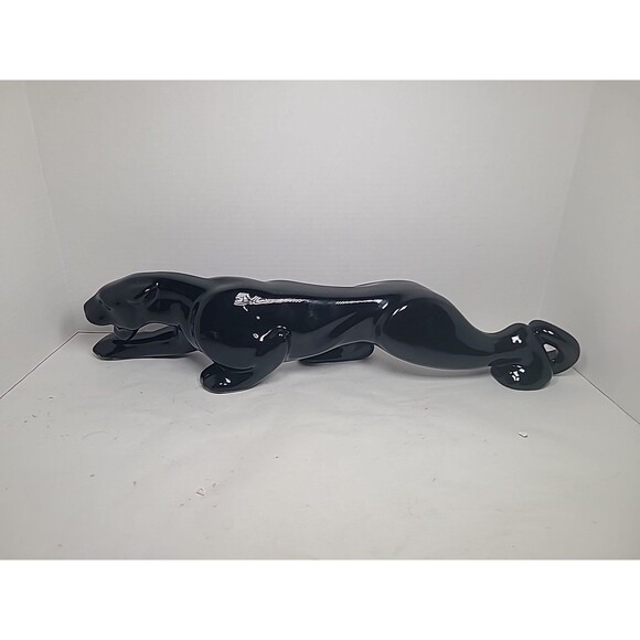 Vintage 1950's MCM Ceramic Black Panther Sculpture Figure Light Base Only 22
